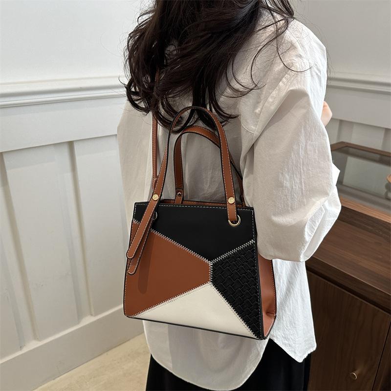 Women's Bag 2025 New Trendy Handbag Korean Version Personalized Contrasting Color Splicing Large-capacity Fashionable Shoulder Messenger Bag