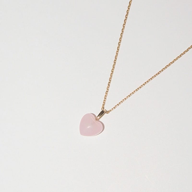 Modernlike 14k Gold-filled Silver Pink Quartz Crystal Heart Necklace