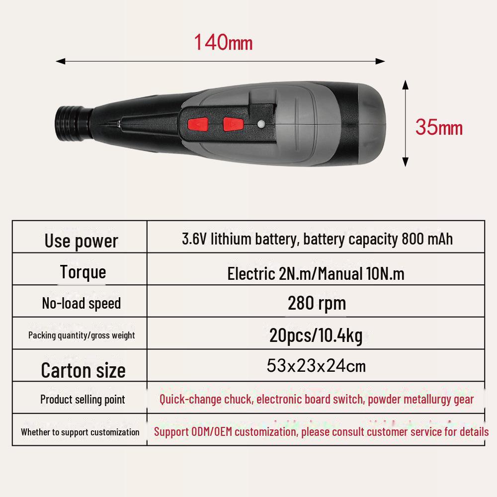 3.6V Rechargeable Electric Screwdriver with Lithium Battery and Straight Handle Repair Tool Set