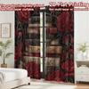 2D Flat Printing 2pcs Curtain Scene Curtains Gothic Roses and Books(1) Digital Printed Polyester Drapes Birthday Party for