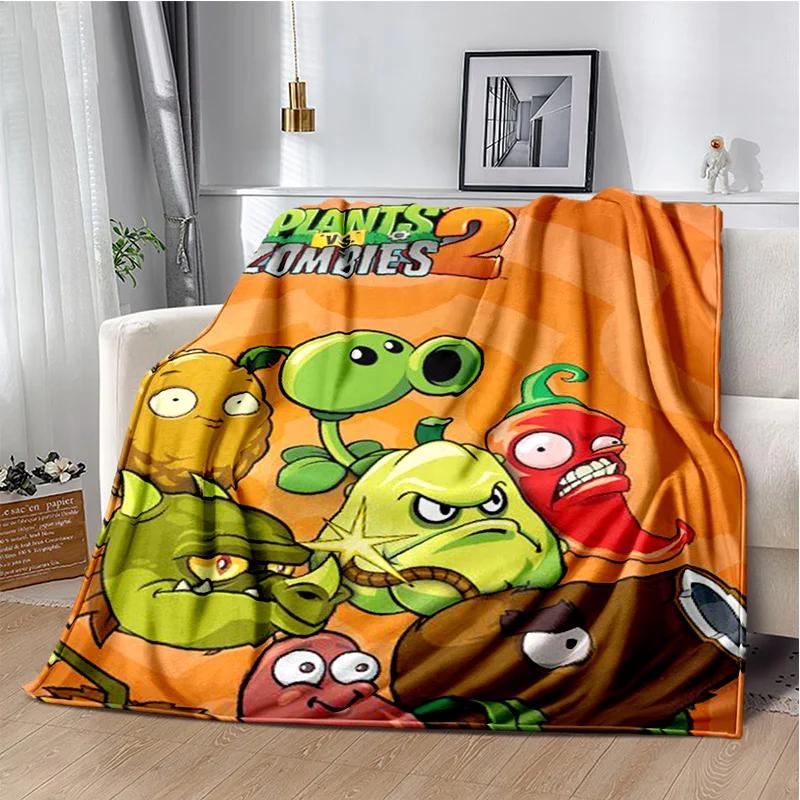 P-Plants vs. Z-Zombies Game Blanket with Peashooter Design Ideal for Sofa and Bed Cover throw blanket