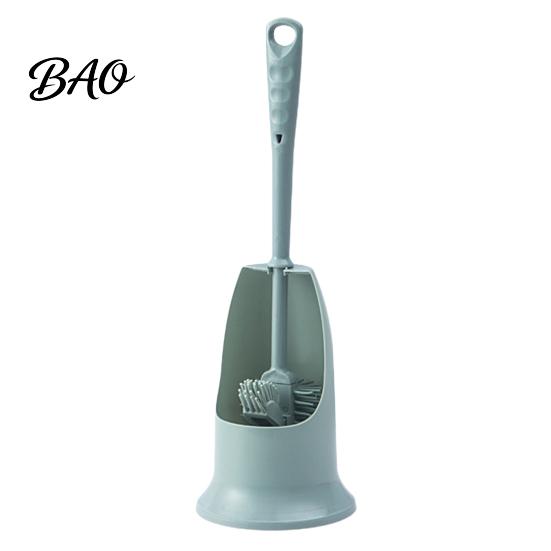 Cleaning Brush Long Handle Toilet with Anti-Slip Grip, Silicone Bristles Curved Resistant Double Head for Deep Stain Removal