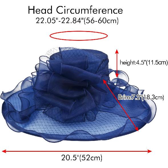 2026 Kentucky Derby Hat for Women Ladies, Organza Veil Feather Fascinator for Tea Party Church UV Protection Sun Hat
