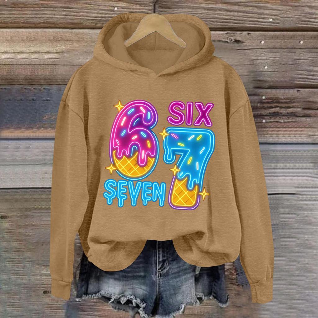 Damen Modisches Lässiges Langärmliges Bedrucktes Kapuzensweatshirt