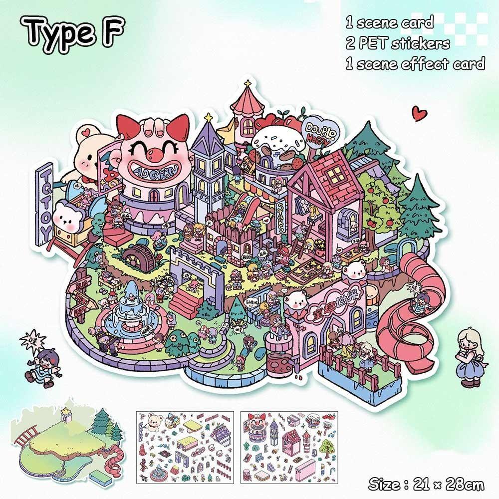 3D Miniature Scene 3D Stickers Multi Style Visual Stacking Sticker New Landscape Notebook Sticker