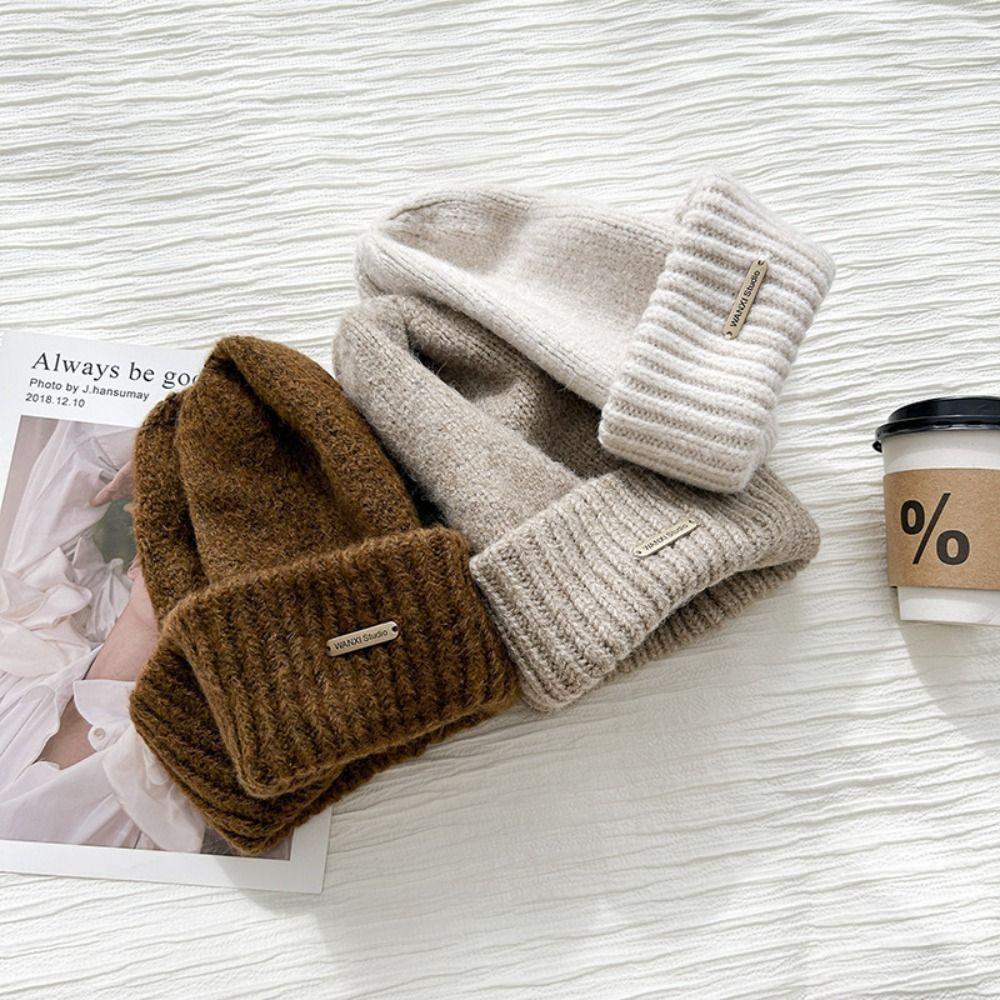 Wool Hat Knitted Hat Warm Cap Knit Beanie Cute Crochet Basin Cap  Autumn