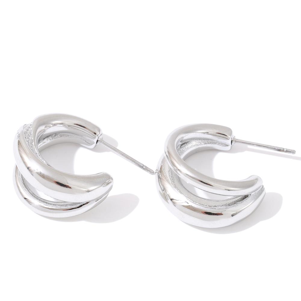 

Yhpup Daily Stainless Steel Double Layer C-Shape Classic Hoop Earrings PVD Plated Versatile Geometric Fashion Jewelry Wholesale