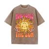 Vintage Black "Here Comes The Sun" T Shirt Retro Psychedelic Sun Acid Wash Tee