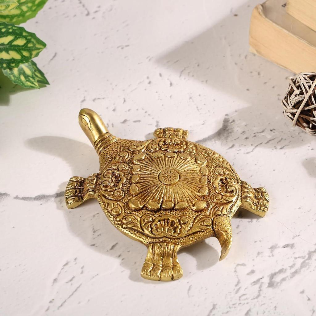 Antique Brass Turtle Showpiece for Good Luck, Prosperity & Vastu Positive Energy | Elegant Home, Office & Pooja Décor Gift