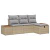 VidaXL Ensemble de canapé de jardin 4 pièces avec coussins Beige Poly Rotin 3359617