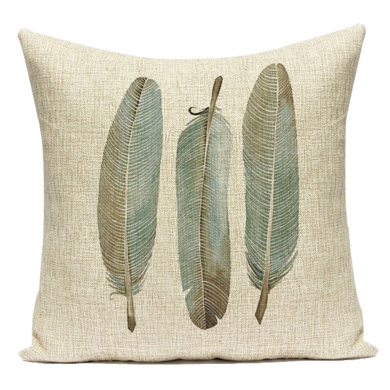 Country Style Cushions Cover Bird Feather Throw Pillow Case Home Decorative Sofa Bed Car Polyester Pillow Cover