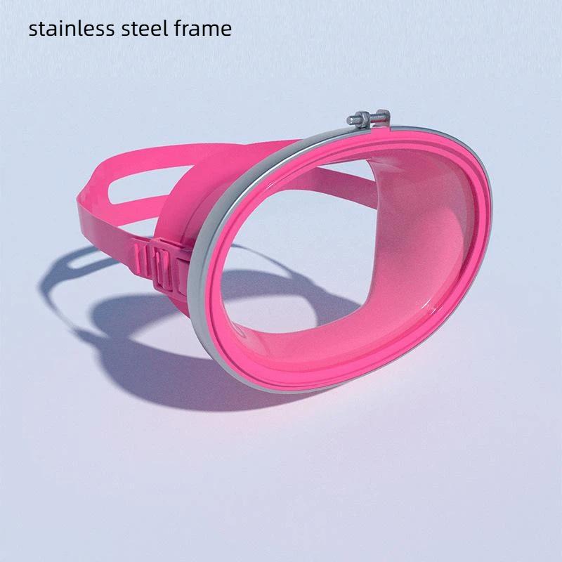 Oval Diving Mask Spearfishing Mask Classic Retro-Style Panoramic Wide View Goggles Tempered Glass Lens For Adults