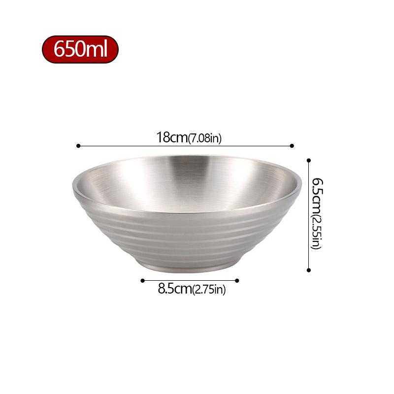 304 Stainless Steel Bamboo Hat Bowl Ramen Bowl Japanese Bowl Double Layer Rice Bowl Large Cold Noodles Spicy Hot Bamboo Hat Bowl