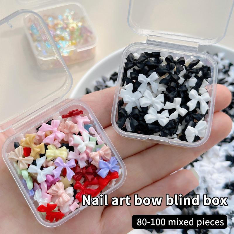 1Box Mixed Ribbon Bow Nail Charm Resin Cartoon Nails Decoration Nail Art Diy Nails Accessories Stereoscopic