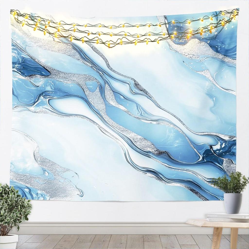 Grey White Marble Tapestry Metallic Marble Tapestry For Bedroom Medium Bronzing Stone Pattern Wall Tapestry Modern Abstract Art
