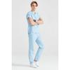 Light Blue Colored Surgical Suit Terikoton Thin Fabric V-neck Uniform