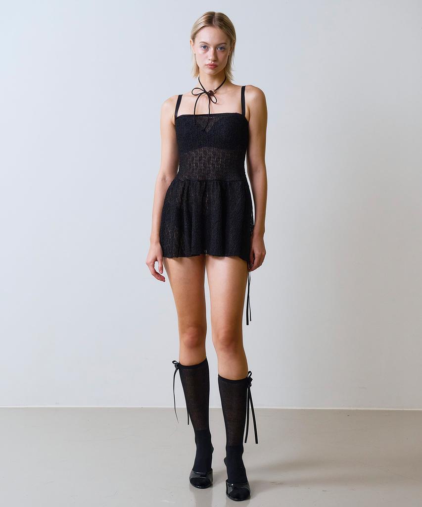 VINAJ Lace Tube Top One-Piece Cover-Up (Black)