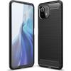 Protective Case - E.F.CONNECTION - for Xiaomi Mi 11 Lite 5G - Shockproof Silicone - Steel Lines - Black