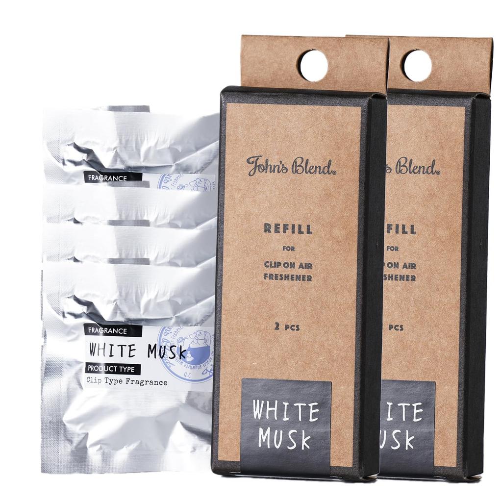 Johns Blend OA-JON-34-1 Car Refill Pack of 2 Air Conditioner Vent White Musk Clip-on