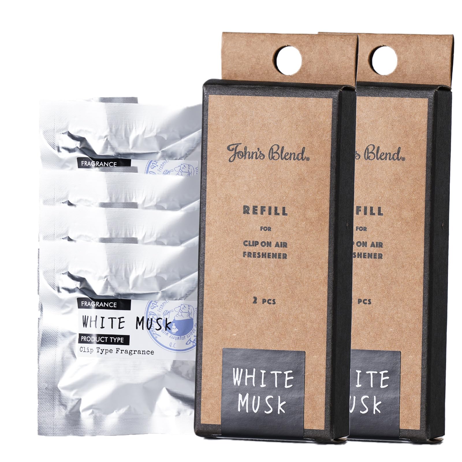 

Johns Blend OA-JON-34-1 Car Refill Pack of 2 Air Conditioner Vent White Musk Clip-on tablet срібний