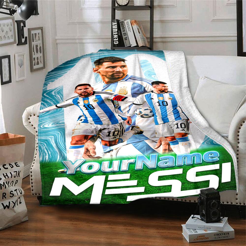 Messi Customize Your Name Blanket Cozy Customizable Blanket Comfortable Versatile for Picnics Livingroom Living Room Nap Ideal for All Seasons
