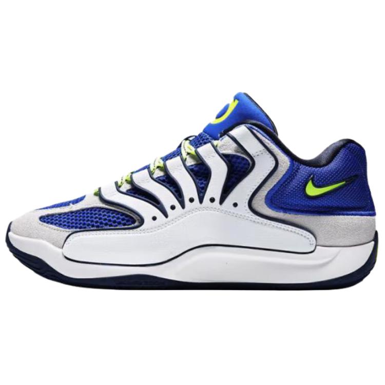 New Nike KD 18 Anti Slip Wear Resistant Low Top Basketball Shoes Men's White Blue HV1991-400