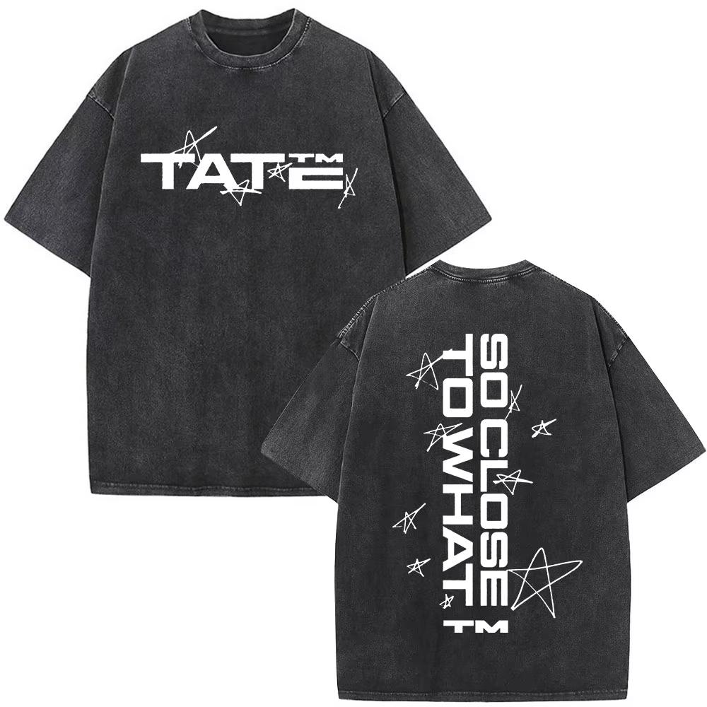 Tate McRae So Close To What Album Tour Washed T-Shirt Herren Damen Baumwolle Kurzarm Sommer Vintage T-Shirt Tops Fans Geschenk