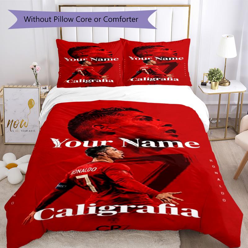 Cristiano Ronaldo Customized Name Bed CoverBed Perfect for Study Room Breathable Duvet Cover Home Decor Birthday/Christmas Gift Idea