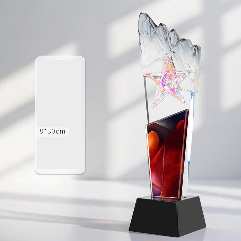 

Customized Pentagram Iceberg Crystal Trophy, Excellent Staff Annual Meeting Award, Home Decor, Color Printing Carving Medal, 1Pc