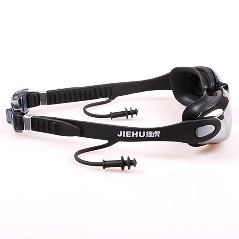-1.5~-8.0 Adult Myopia Swimming Goggles Waterproof Anti-fog HD Transparent Electroplated Large Frame With Earplugs