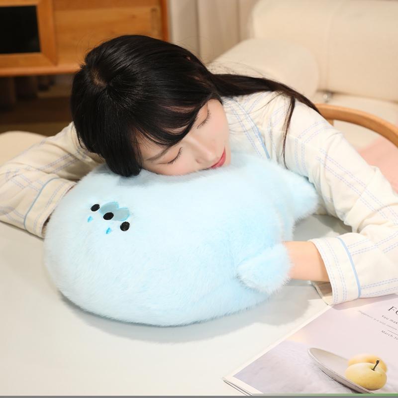 Chubby Cartoon Seal Plush Toy Cozy Soft Hand Warmer Throw Pillow for Office Nap Lovely Room Decor Xmas Gift