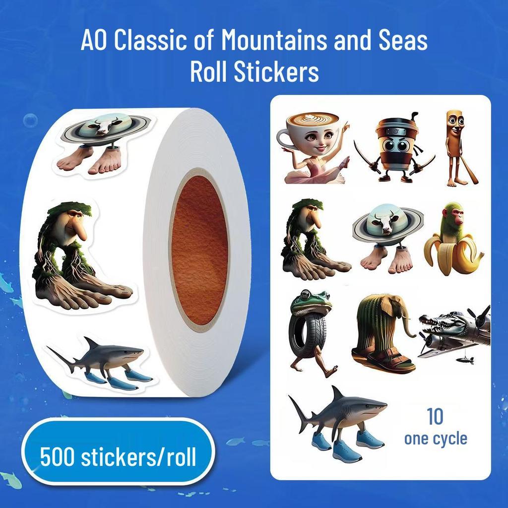 500 Classic Mountain & Sea Roll Stickers: Creative Sand Painting Cartoon for Fun DIY Journals