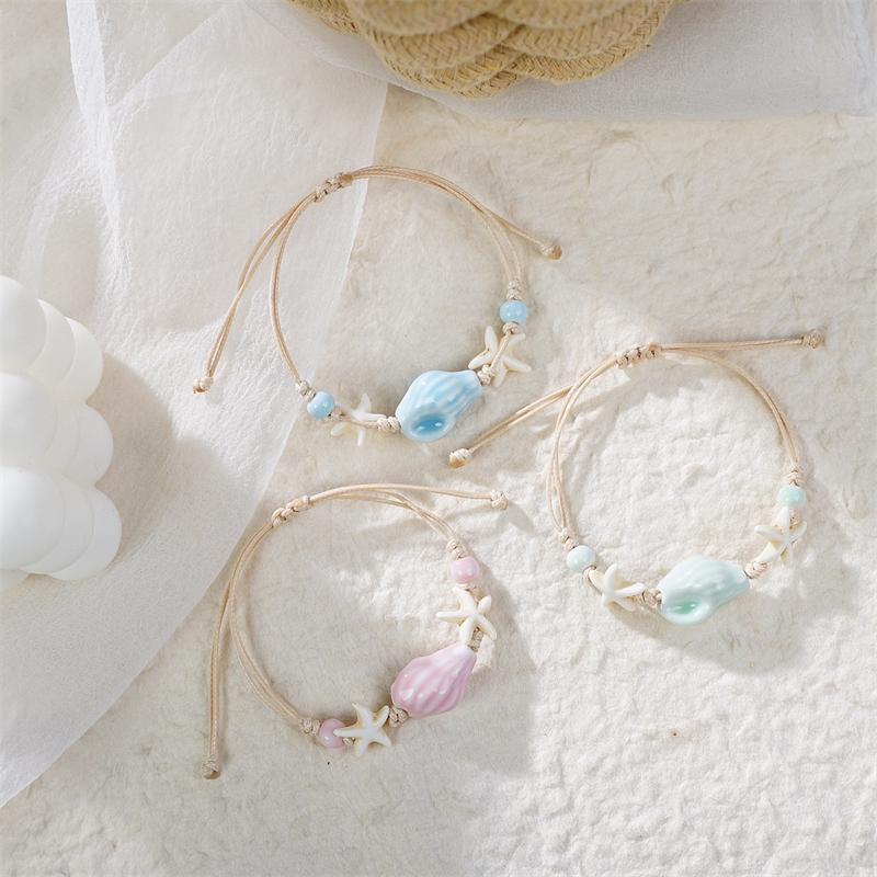 Bohemia Sea Turtle Bracelet For Women Starfish Seahorse Shell Pearl Adjustable Metal Chain Summer Beach Party Vacation Jewelry