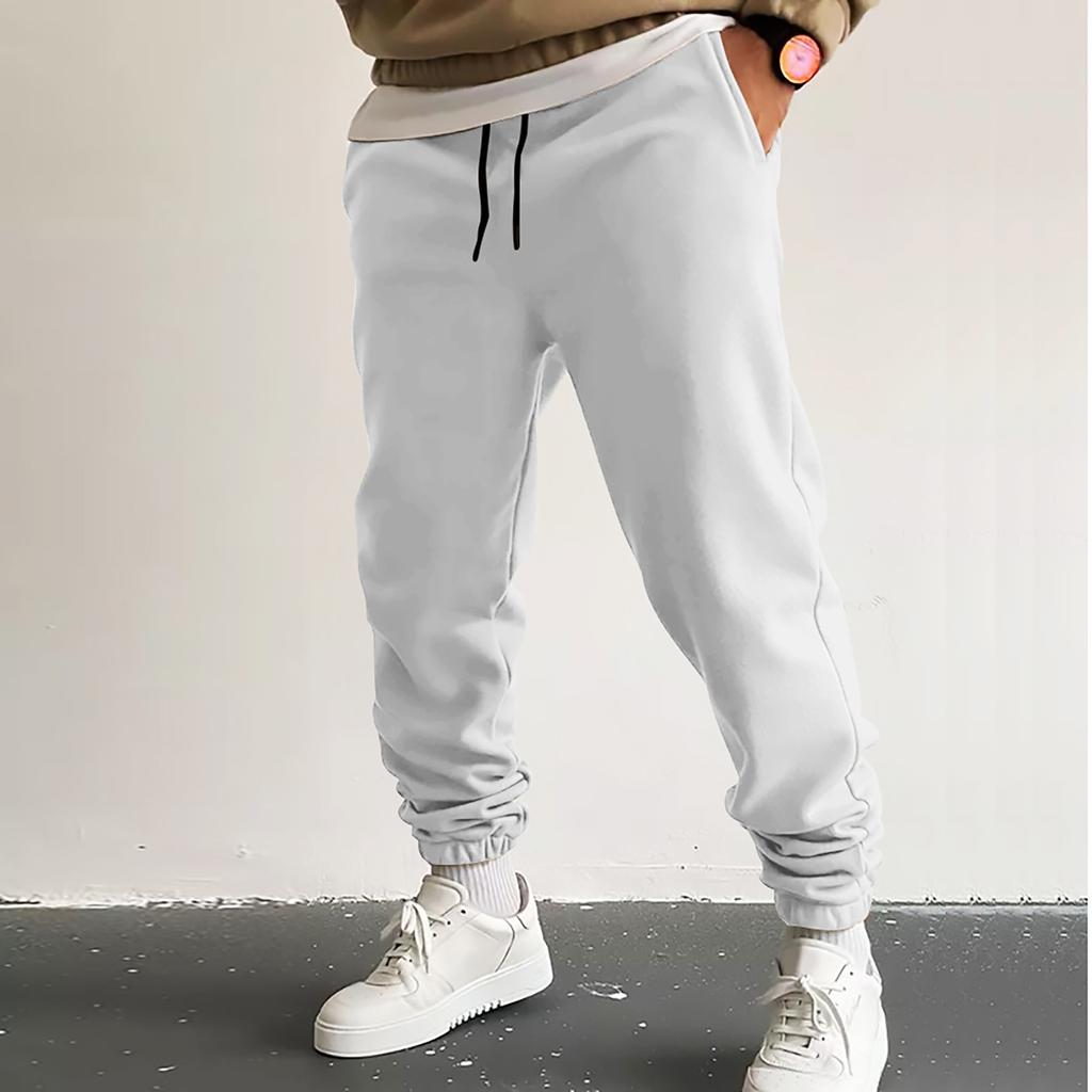 Casual Pants Men'S Loose Zipper Pocket Drawstring Elastic Waist Sports Pants