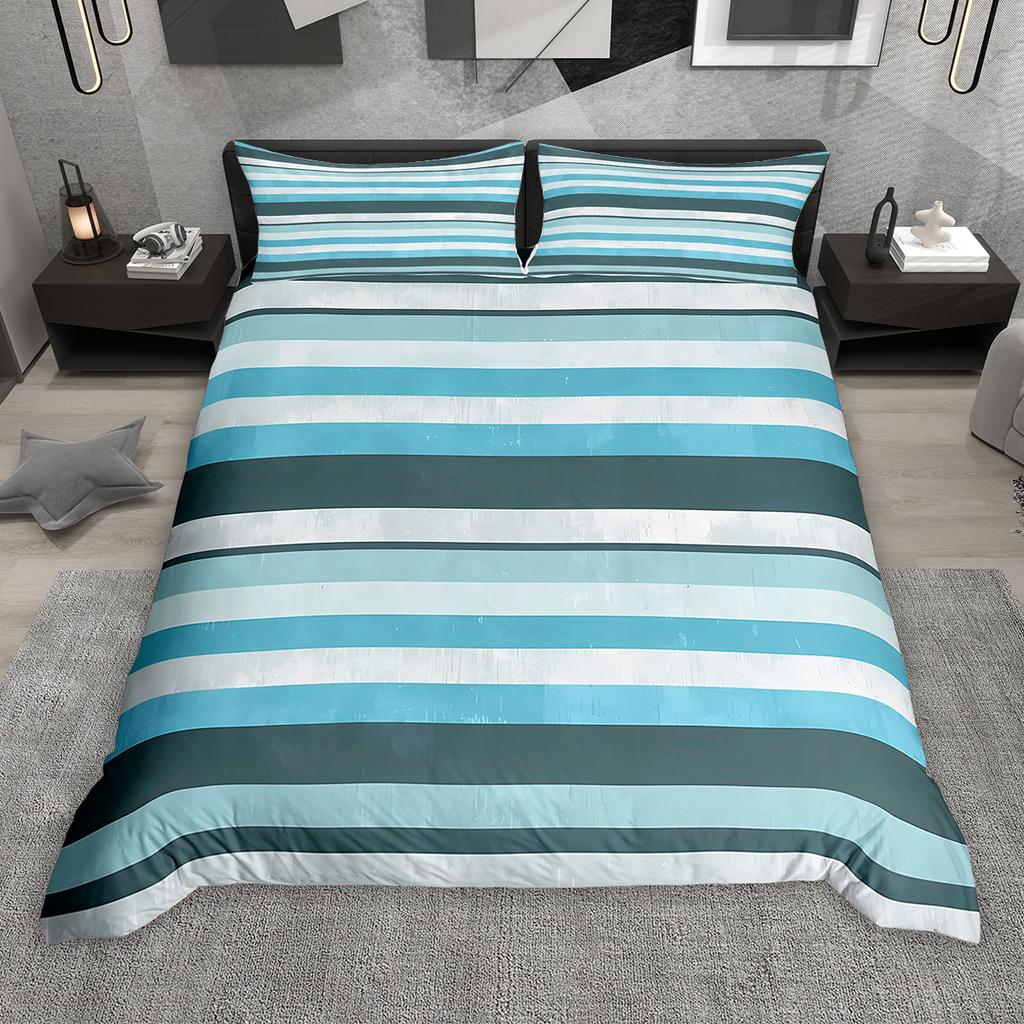 Homewish Geometryczna Pasiasta Poszewka na Kołdrę Zestaw 2szt/3szt, Nowoczesny Minimalistyczny Komplet Pościeli