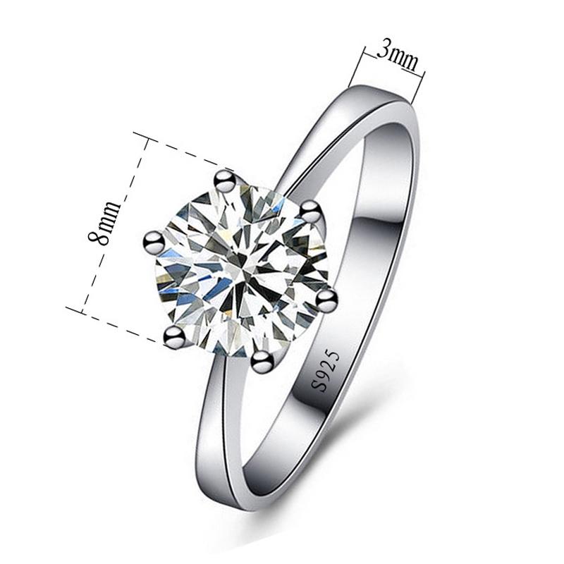 925 Sterling Silver Woman CZ Crystal Wedding Engagement Finger Rings Super Shinning Cubic Zirconia Fine Jewelry, Ring