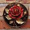 Metal Wall Art Poster, Round Rose Wreath Home Decor Gift