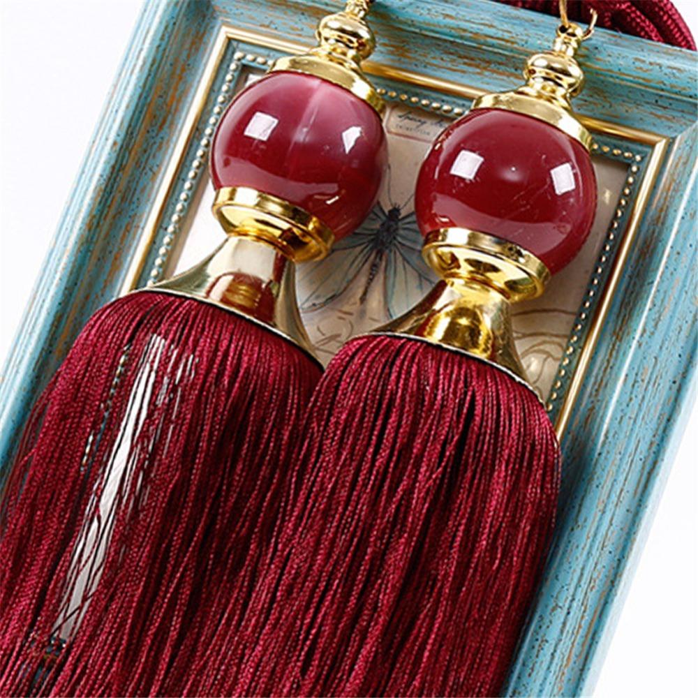 2Pcs Set Handcrafted Braided Curtain Tieback Tassel Fringe Tassel Curtain Tieback  Window Decoration