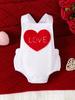 2025 Valentine's Baby Heart Embroidered Triangle Romper