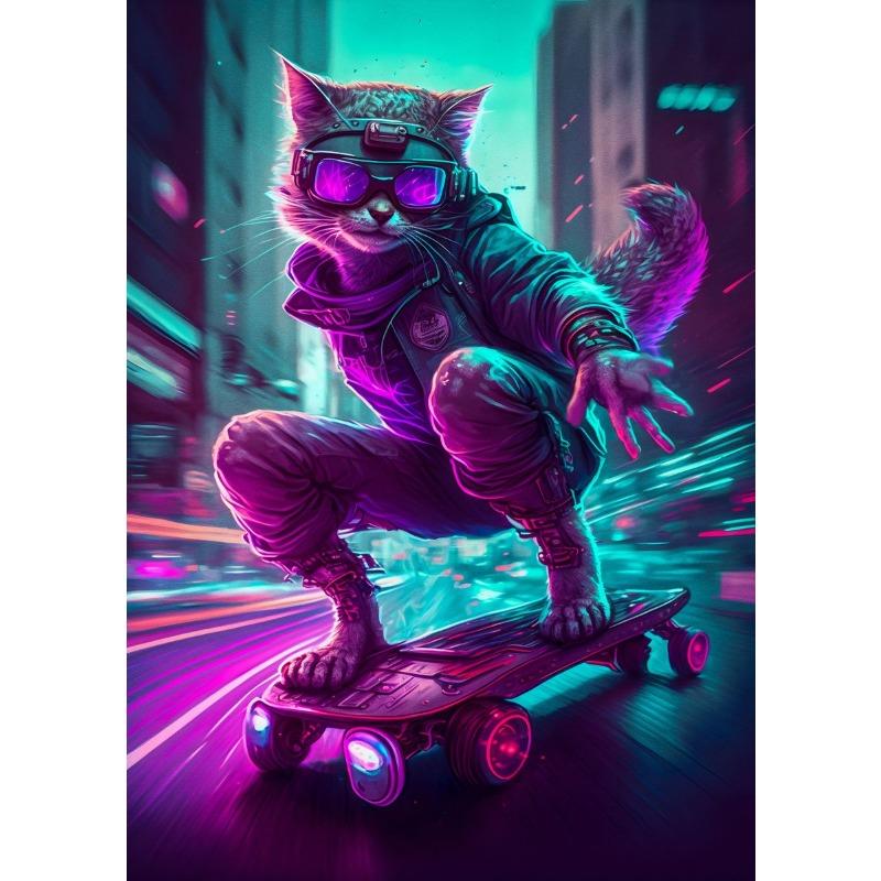 Punk Neonlicht Zukunft Tiere Katze Hund Löwe Panda Pferd Poster Nordische Wandkunst Druck Leinwand Malerei Bilder Wohnzimmer Dekor