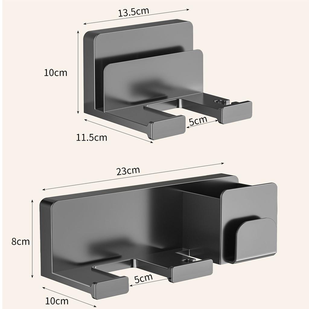 Hair Dryer Holder Water Proof ABS Wall Mounted Adhesive Blow Dryer Rack for Combs Hairpins Hair Dryer Nozzles