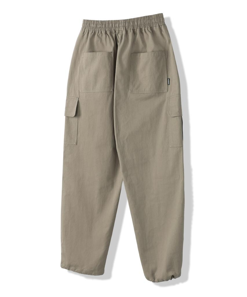 MODERMENT [Cotton Ver] Semi-Wide String Cargo Pants [Beige]