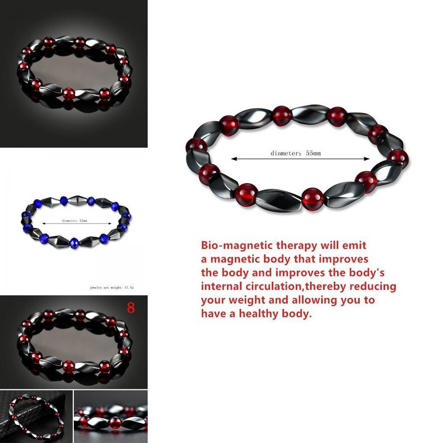 Elegant Weight Loss Round Black Stone Magnetic Therapy Bracelet For Health Care