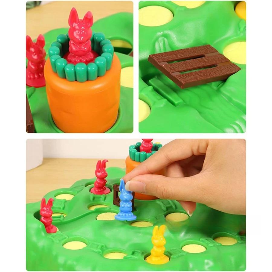 Kids Board Game 2-4 Players Funny Bunny Rabbit Trap Game Toy Rabbit Cross Country Race