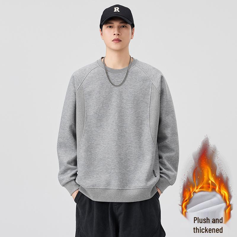 Men's Autumn Trendy Patchwork Round Neck Loose Casual Hoodie Long Sleeve Top