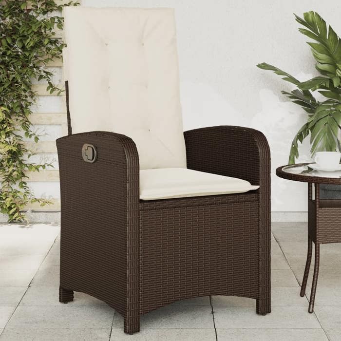 VidaXL Chaise inclinable de jardin avec coussins marron résine tressée 365162