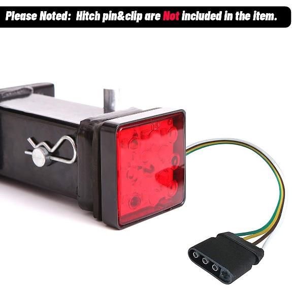 CZC AUTO Red Lens Trailer Hitch Cover with 12 LED Brake Light Fit 2" Receiver