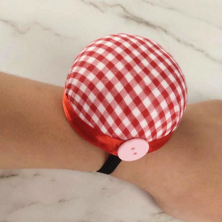 2Pcs Ball Shaped Sewing Needle Pin Cushion DIY Cross Stitch Tool Pincushions with Elastic Wrist Belt Sewing Accessories