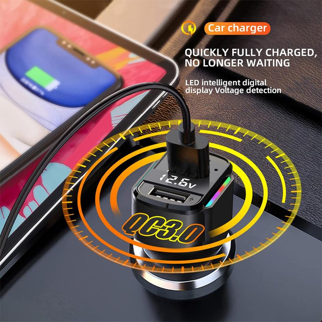 80W USB C Car Charger Cigarette Lighter and USB C Adapter, 3 Ports PD3.0 & QC3.0 Fast Car Charger Super Fast Charging with LED Voltmeter Car Device