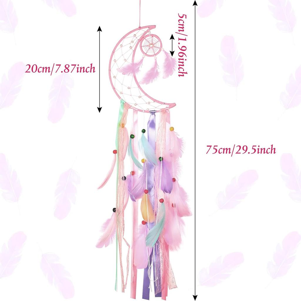 Jetec 3 Pcs Dream Catcher Moon Sun Star Design Handmade Traditional Design Craft Ornament Wall Art Hanging Home Decoration Bedroom Wedding(Pastel Colo